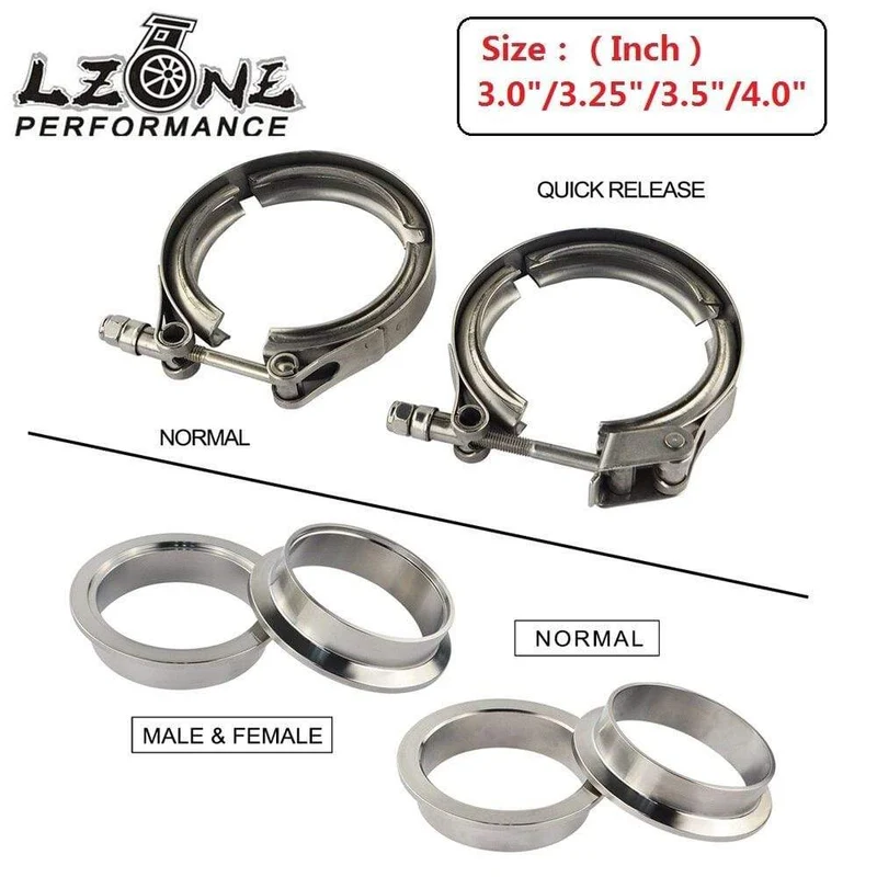 3"/3.25"/3.5"/4.0" SUS 304 Edelstahl Edelstahl Auspuff V-Band-Klemmflansch-Kit Schnellspann-Klemme, männlich, weiblich, Flansch oder normaler Typ