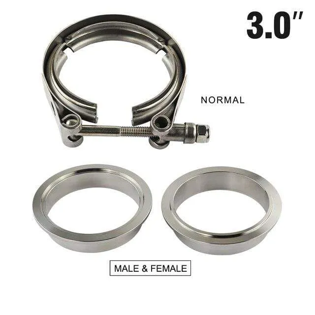 3"/3.25"/3.5"/4.0" SUS 304 Edelstahl Edelstahl Auspuff V-Band-Klemmflansch-Kit Schnellspann-Klemme, männlich, weiblich, Flansch oder normaler Typ