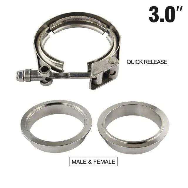 3"/3.25"/3.5"/4.0" SUS 304 Edelstahl Edelstahl Auspuff V-Band-Klemmflansch-Kit Schnellspann-Klemme, männlich, weiblich, Flansch oder normaler Typ