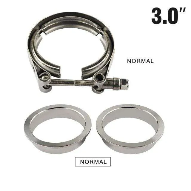 3"/3.25"/3.5"/4.0" SUS 304 Edelstahl Edelstahl Auspuff V-Band-Klemmflansch-Kit Schnellspann-Klemme, männlich, weiblich, Flansch oder normaler Typ