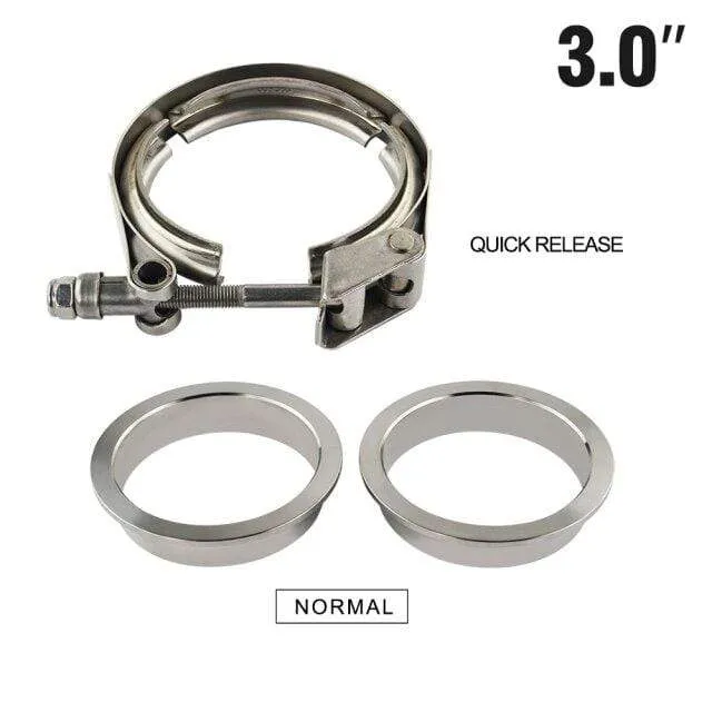 3"/3.25"/3.5"/4.0" SUS 304 Edelstahl Edelstahl Auspuff V-Band-Klemmflansch-Kit Schnellspann-Klemme, männlich, weiblich, Flansch oder normaler Typ