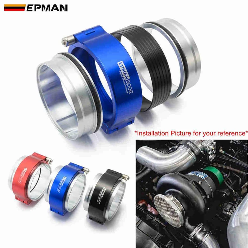 HD-Auspuff-V-Band-Klemme mit Flanschsystem-Baugruppe für 3.5-Zoll-89-mm-Kühlerschlauch, Wastegate-Flansche, Turbo-Entleerungsrohr EPSS89KB