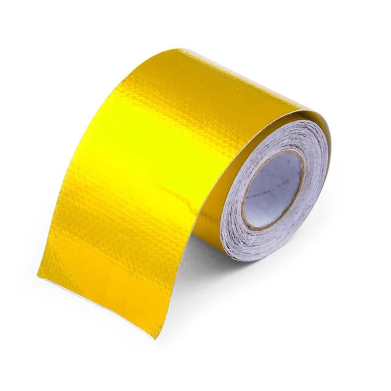 Gold Auto-Thermo-Auspuffband, Lufteinlass, Wärmedämmung, Schildwickel, reflektierende Wärmebarriere, selbstklebend, Motor, universell, 1/2 m