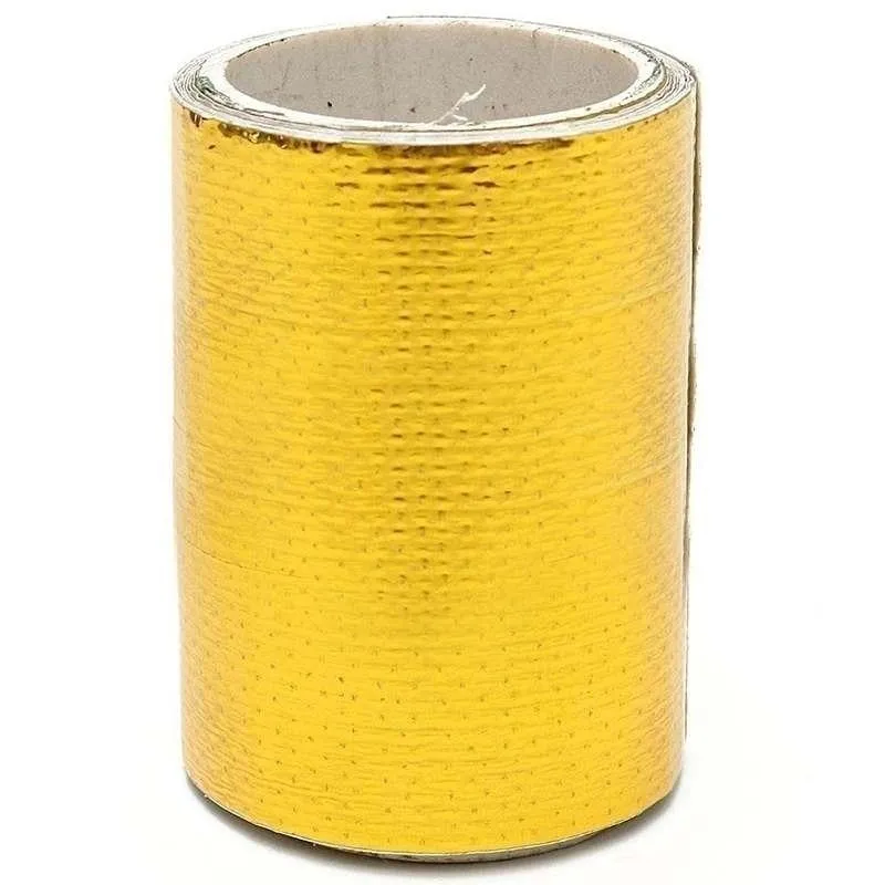 Gold Auto-Thermo-Auspuffband, Lufteinlass, Wärmedämmung, Schildwickel, reflektierende Wärmebarriere, selbstklebend, Motor, universell, 1/2 m