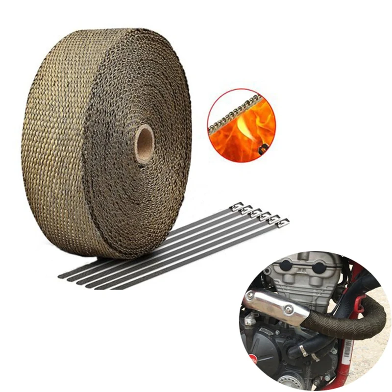 5cm * 5/10/15/20M Auto Motorrad Auspuff Thermische Auspuff Band Auspuff Wärme Band Wrap rohr Wrap Shields Verteiler Header Isolierung