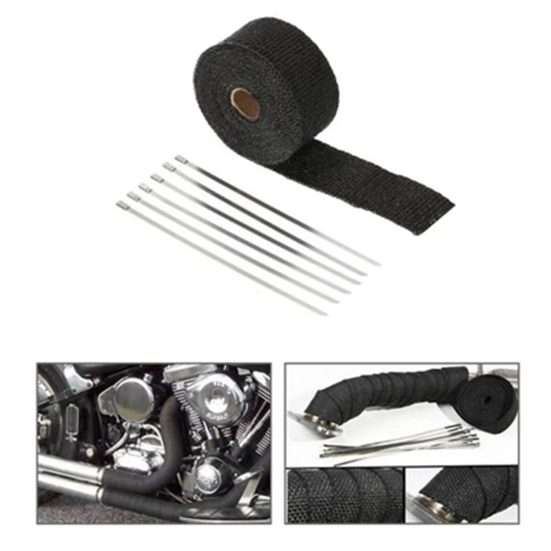 5cm * 5/10/15/20M Auto Motorrad Auspuff Thermische Auspuff Band Auspuff Wärme Band Wrap rohr Wrap Shields Verteiler Header Isolierung