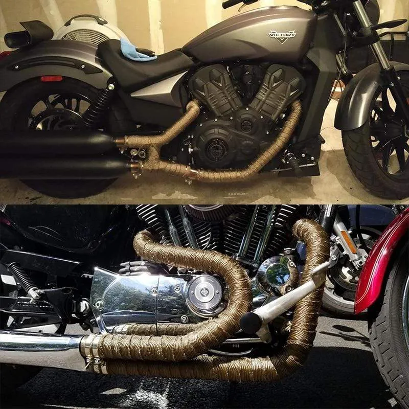 5 cm * 5 m 10 m 15 m Motorrad-Abgaswärmeband, Thermo-Auspuffband für Motorrad, Glasfaser-Hitzeschildband mit Edelstahlbändern