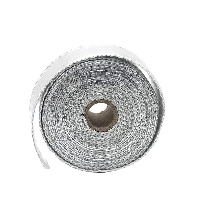 ZSDTRP 5 cm * 5 m 10 m 15 m Titan/Schwarz Abgaswärmewickelrolle für Motorrad-Fiberglas-Hitzeschildband mit Edelstahlbändern