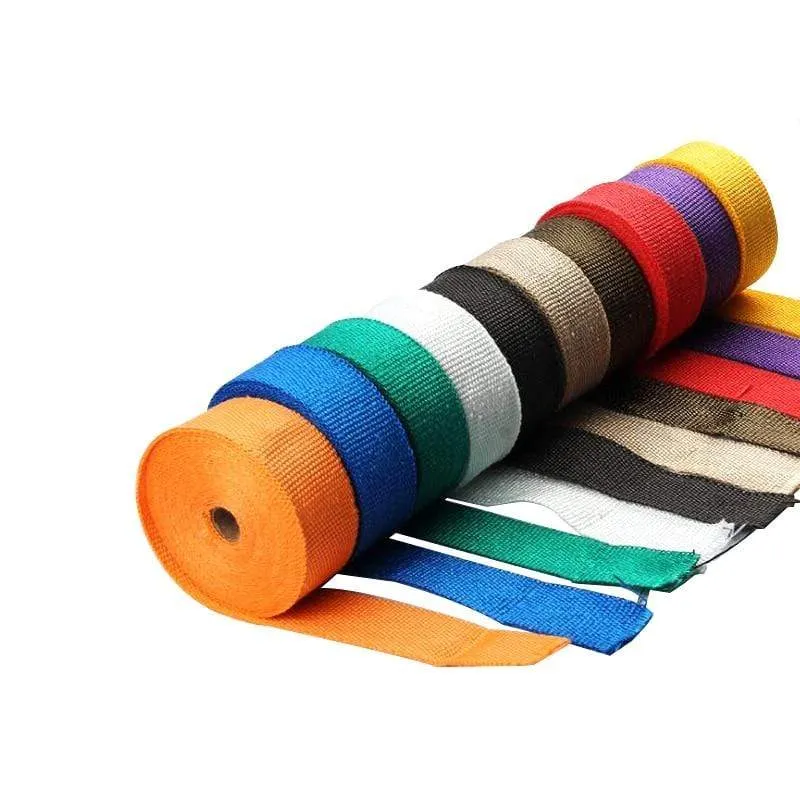 ZSDTRP 5 cm * 5 m 10 m 15 m Titan/Schwarz Abgaswärmewickelrolle für Motorrad-Fiberglas-Hitzeschildband mit Edelstahlbändern