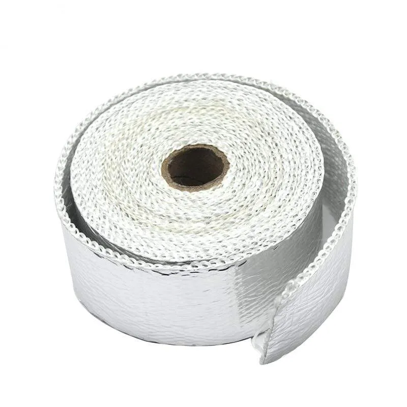 ZSDTRP 5 cm * 5 m 10 m 15 m Titan/Schwarz Abgaswärmewickelrolle für Motorrad-Fiberglas-Hitzeschildband mit Edelstahlbändern