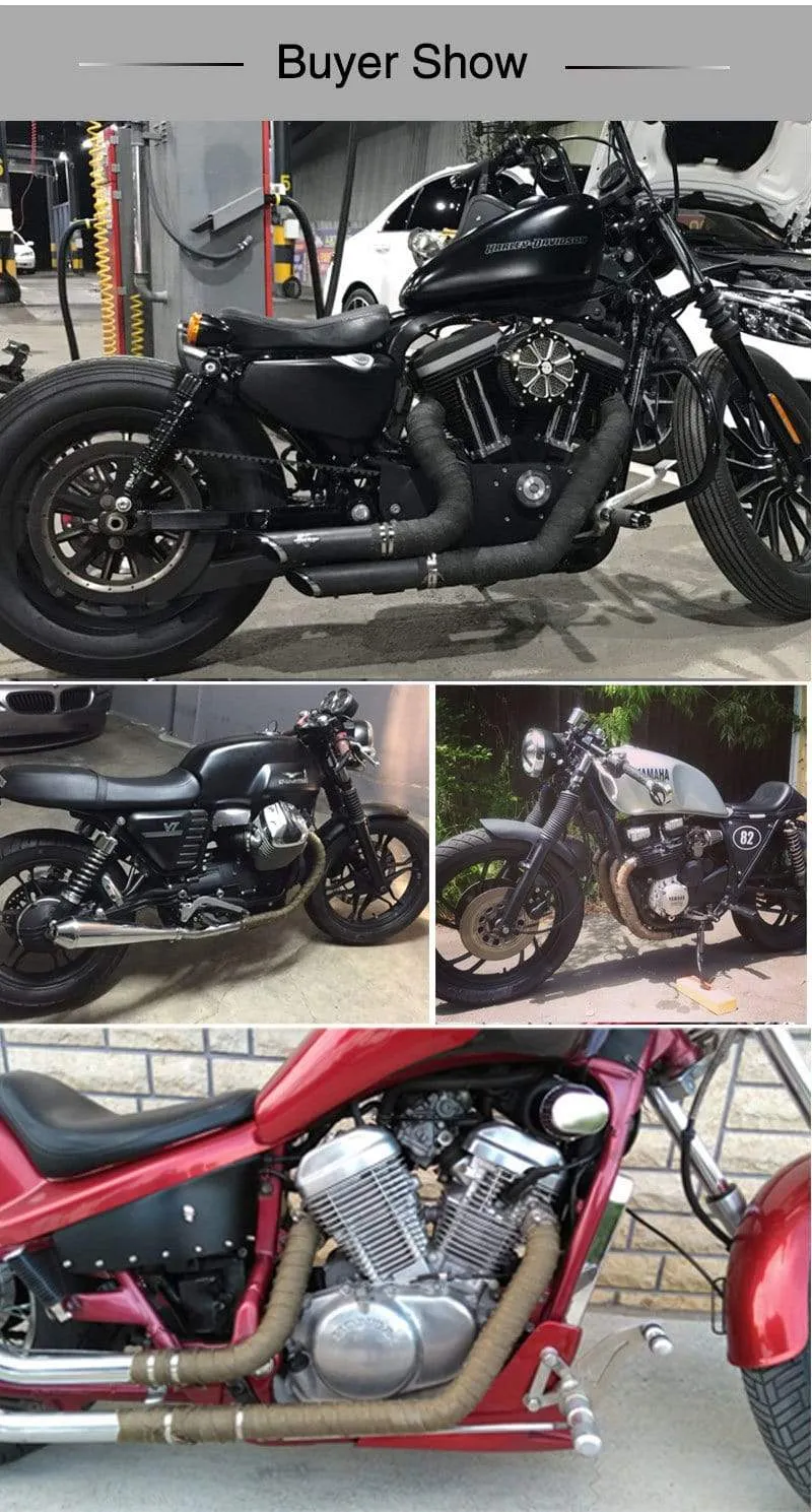 ZSDTRP 5 cm * 5 m 10 m 15 m Titan/Schwarz Abgaswärmewickelrolle für Motorrad-Fiberglas-Hitzeschildband mit Edelstahlbändern