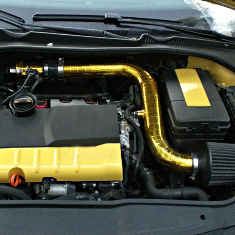 A Gold Auto Thermisches Auspuffband Lufteinlass Wärmedämmung Schild Wrap 50mm Reflektierende Wärmebarriere Selbstklebender Motor 5/10M