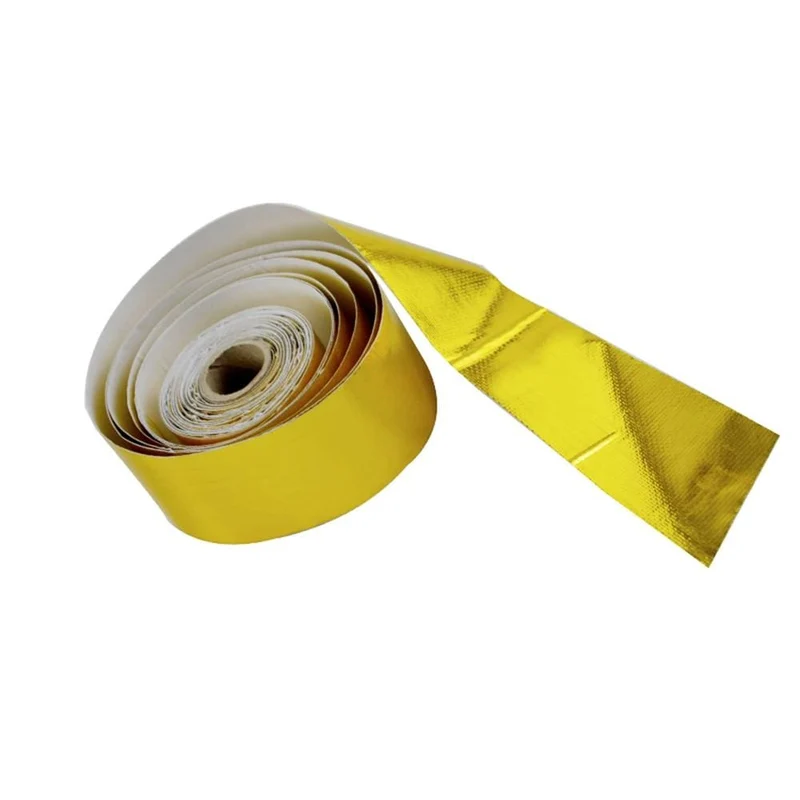 A Gold Auto Thermisches Auspuffband Lufteinlass Wärmedämmung Schild Wrap 50mm Reflektierende Wärmebarriere Selbstklebender Motor 5/10M
