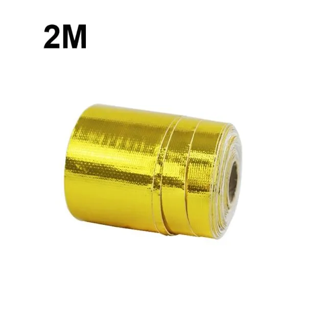 A Gold Auto Thermisches Auspuffband Lufteinlass Wärmedämmung Schild Wrap 50mm Reflektierende Wärmebarriere Selbstklebender Motor 5/10M