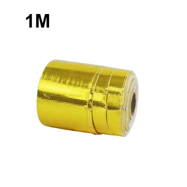 A Gold Auto Thermisches Auspuffband Lufteinlass Wärmedämmung Schild Wrap 50mm Reflektierende Wärmebarriere Selbstklebender Motor 5/10M
