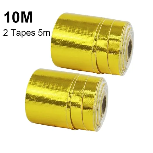 A Gold Auto Thermisches Auspuffband Lufteinlass Wärmedämmung Schild Wrap 50mm Reflektierende Wärmebarriere Selbstklebender Motor 5/10M