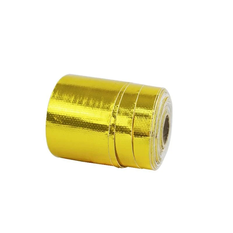 A Gold Auto Thermisches Auspuffband Lufteinlass Wärmedämmung Schild Wrap 50mm Reflektierende Wärmebarriere Selbstklebender Motor 5/10M