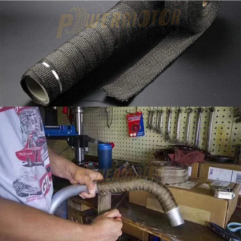 Roll-Fiberglas-Hitzeschild, Motorrad-Auspuff-Thermoband, Sammelrohr, Wärmewickelband, Wärmeschutz mit rostfreien Bändern