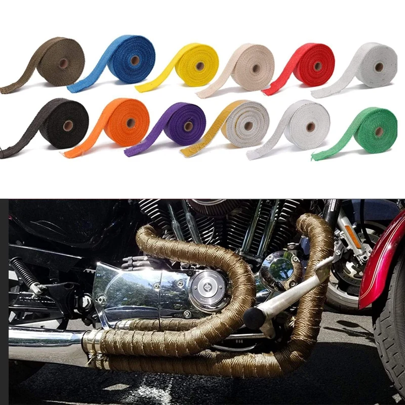 Roll-Fiberglas-Hitzeschild, Motorrad-Auspuff-Thermoband, Sammelrohr, Wärmewickelband, Wärmeschutz mit rostfreien Bändern