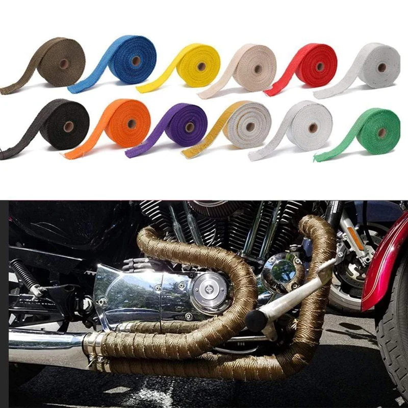 Roll-Fiberglas-Hitzeschild, Motorrad-Auspuff-Thermoband, Sammelrohr, Wärmewickelband, Wärmeschutz mit rostfreien Bändern