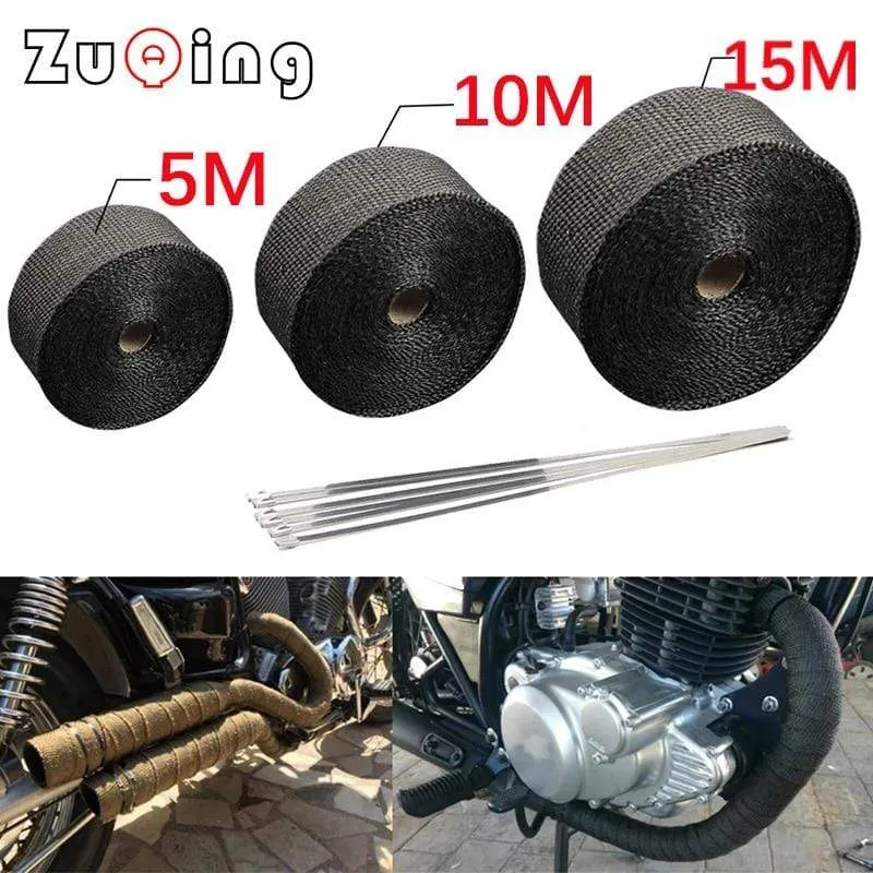 Roll-Fiberglas-Hitzeschild, Motorrad-Auspuff-Thermoband, Sammelrohr, Wärmewickelband, Wärmeschutz mit rostfreien Bändern