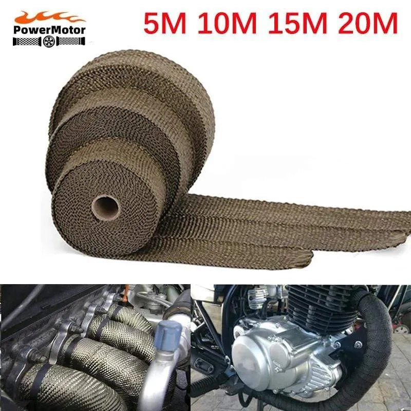 Rolle Fiberglas Hitzeschild Motorrad Auto Auspuff Thermoband Kopfrohr Wärmewickelband Wärmeschutz mit StainlessTies