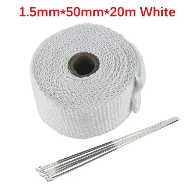 Rolle Fiberglas Hitzeschild Motorrad Auto Auspuff Thermoband Kopfrohr Wärmewickelband Wärmeschutz mit StainlessTies