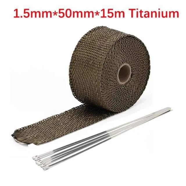 Rolle Fiberglas Hitzeschild Motorrad Auto Auspuff Thermoband Kopfrohr Wärmewickelband Wärmeschutz mit StainlessTies
