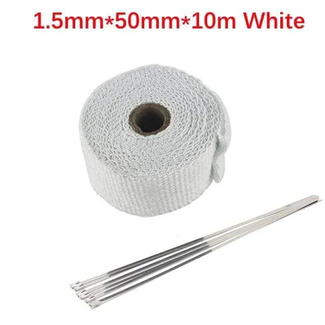 Rolle Fiberglas Hitzeschild Motorrad Auto Auspuff Thermoband Kopfrohr Wärmewickelband Wärmeschutz mit StainlessTies