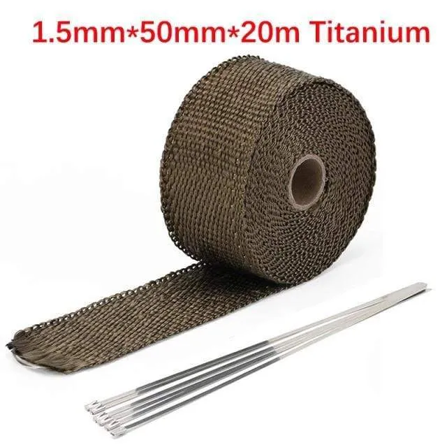 Rolle Fiberglas Hitzeschild Motorrad Auto Auspuff Thermoband Kopfrohr Wärmewickelband Wärmeschutz mit StainlessTies