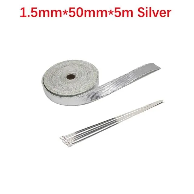 Rolle Fiberglas Hitzeschild Motorrad Auto Auspuff Thermoband Kopfrohr Wärmewickelband Wärmeschutz mit StainlessTies