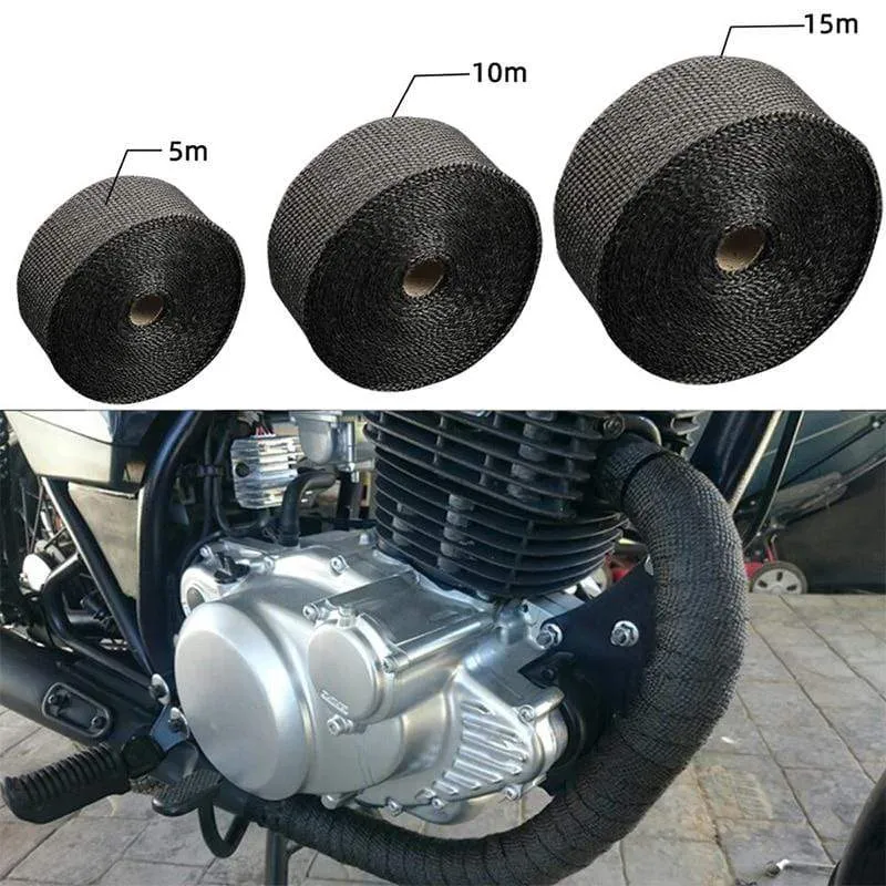 Rolle Fiberglas Hitzeschild Motorrad Auto Auspuff Thermoband Kopfrohr Wärmewickelband Wärmeschutz mit StainlessTies