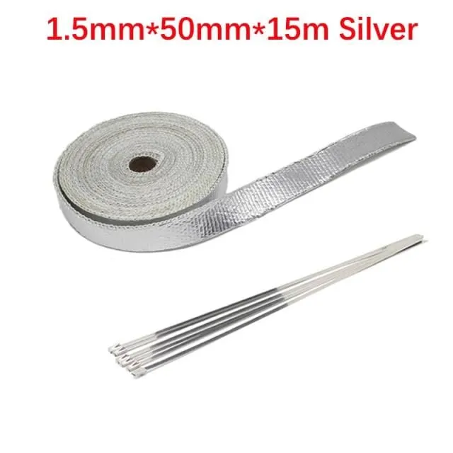 Rolle Fiberglas Hitzeschild Motorrad Auto Auspuff Thermoband Kopfrohr Wärmewickelband Wärmeschutz mit StainlessTies
