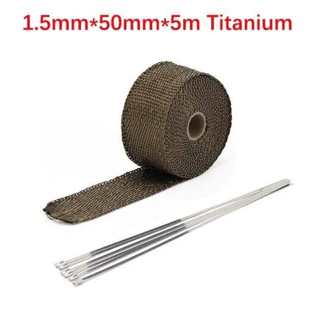 Rolle Fiberglas Hitzeschild Motorrad Auto Auspuff Thermoband Kopfrohr Wärmewickelband Wärmeschutz mit StainlessTies