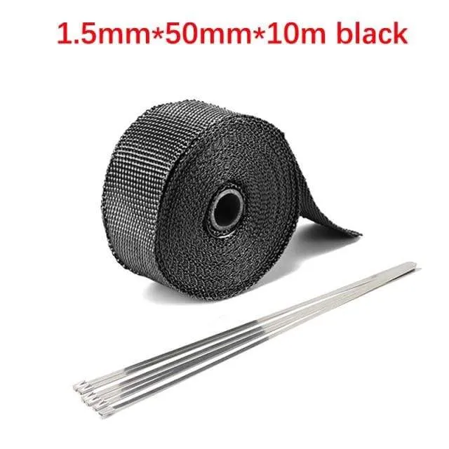 Rolle Fiberglas Hitzeschild Motorrad Auto Auspuff Thermoband Kopfrohr Wärmewickelband Wärmeschutz mit StainlessTies