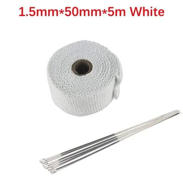 Rolle Fiberglas Hitzeschild Motorrad Auto Auspuff Thermoband Kopfrohr Wärmewickelband Wärmeschutz mit StainlessTies