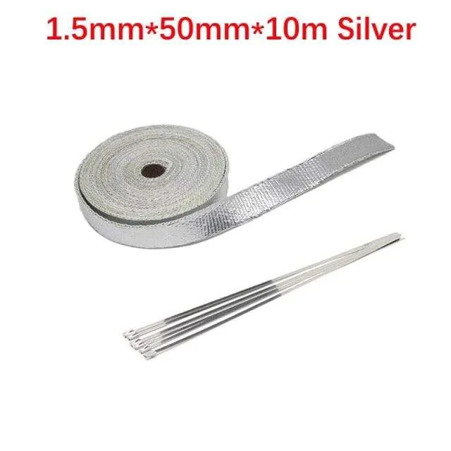 Rolle Fiberglas Hitzeschild Motorrad Auto Auspuff Thermoband Kopfrohr Wärmewickelband Wärmeschutz mit StainlessTies