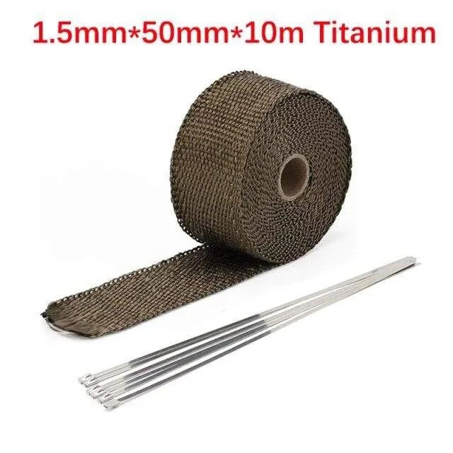 Rolle Fiberglas Hitzeschild Motorrad Auto Auspuff Thermoband Kopfrohr Wärmewickelband Wärmeschutz mit StainlessTies