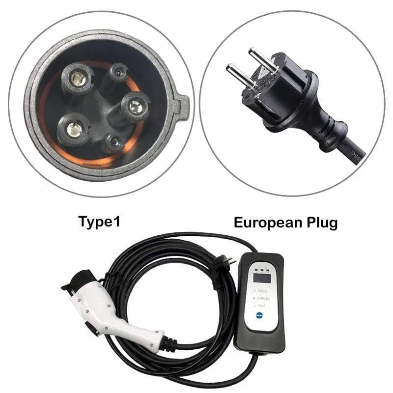 Typ 1 J1772 EV-Ladegerät mit Schukostecker EVSE-Ladekabel für Elektrofahrzeuge von Nissan Leaf, 16 A, 13 A, 10 A, 8 A