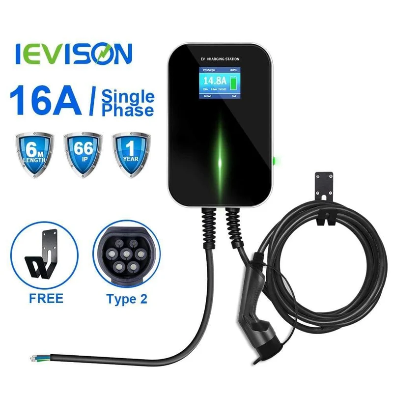 IEVISON 16A 1Phase 3.6KW EV Ladegerät EVSE Wallbox Elektrofahrzeug Ladestation mit Typ 2 Stecker IEC 62196-2 mit 6.1M Kabel