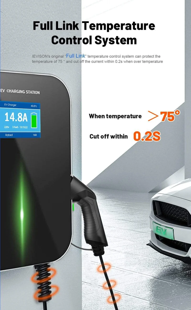 IEVISON 16A 1Phase 3.6KW EV Ladegerät EVSE Wallbox Elektrofahrzeug Ladestation mit Typ 2 Stecker IEC 62196-2 mit 6.1M Kabel
