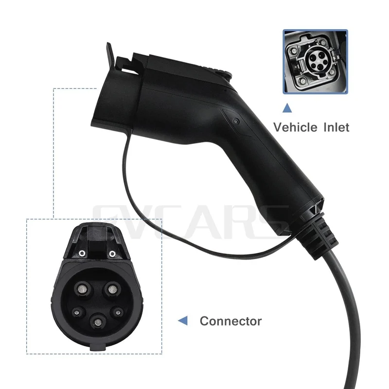 Tragbares EV-Ladegerät Level 2 J1772 Typ 2 EVSE Controlle Elektroauto-Ladestationen 16A 230V Home Wallbox für Zoe Leaf