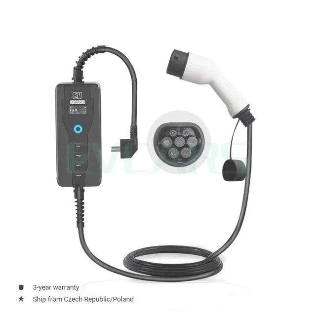 Tragbares EV-Ladegerät Level 2 J1772 Typ 2 EVSE Controlle Elektroauto-Ladestationen 16A 230V Home Wallbox für Zoe Leaf