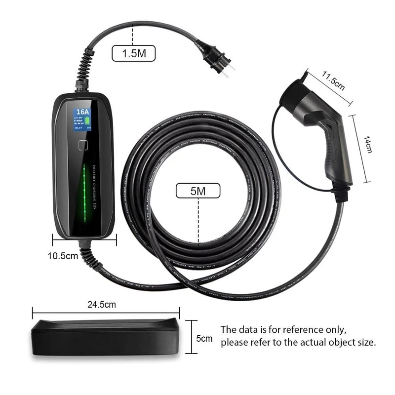 EVSE Typ 2 Tragbares EV-Ladebox-Kabel Umschaltbar 10/16A Schukostecker Elektrofahrzeug-Autoladegerät IEC 62196-2 2.2/3.6 KW