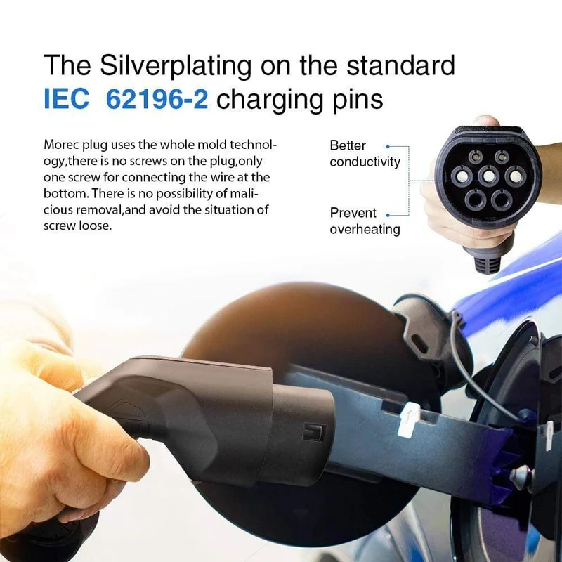 EVSE Typ 2 Tragbares EV-Ladebox-Kabel Umschaltbar 10/16A Schukostecker Elektrofahrzeug-Autoladegerät IEC 62196-2 2.2/3.6 KW