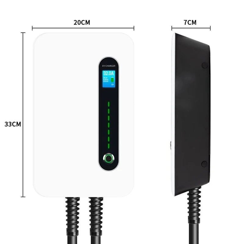 IEVISON 32A 1Phase EV Ladegerät Wandmontage Elektrofahrzeug Ladestation EVSE Wallbox mit Typ 2 Kabel IEC 62196-2 Weiß