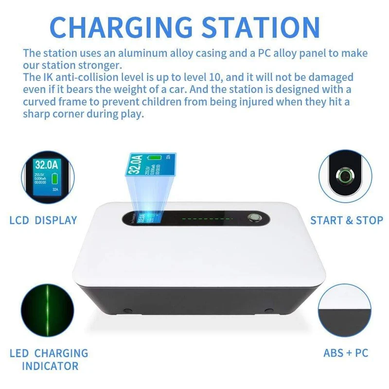 IEVISON 32A 1Phase EV Ladegerät Wandmontage Elektrofahrzeug Ladestation EVSE Wallbox mit Typ 2 Kabel IEC 62196-2 Weiß
