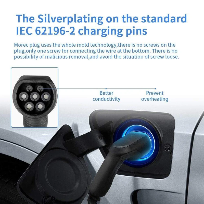 IEVISON 32A 1Phase EV Ladegerät Wandmontage Elektrofahrzeug Ladestation EVSE Wallbox mit Typ 2 Kabel IEC 62196-2 Weiß
