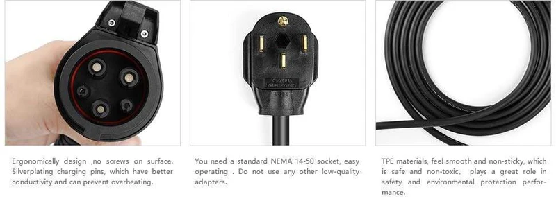 Typ 1 EV Autoladegerät Ladestation für Elektrofahrzeuge SAE J1772 32A 1 Phasenstecker 7.68KW EVSE Wallbox Level 2 für Tesla EV Autos