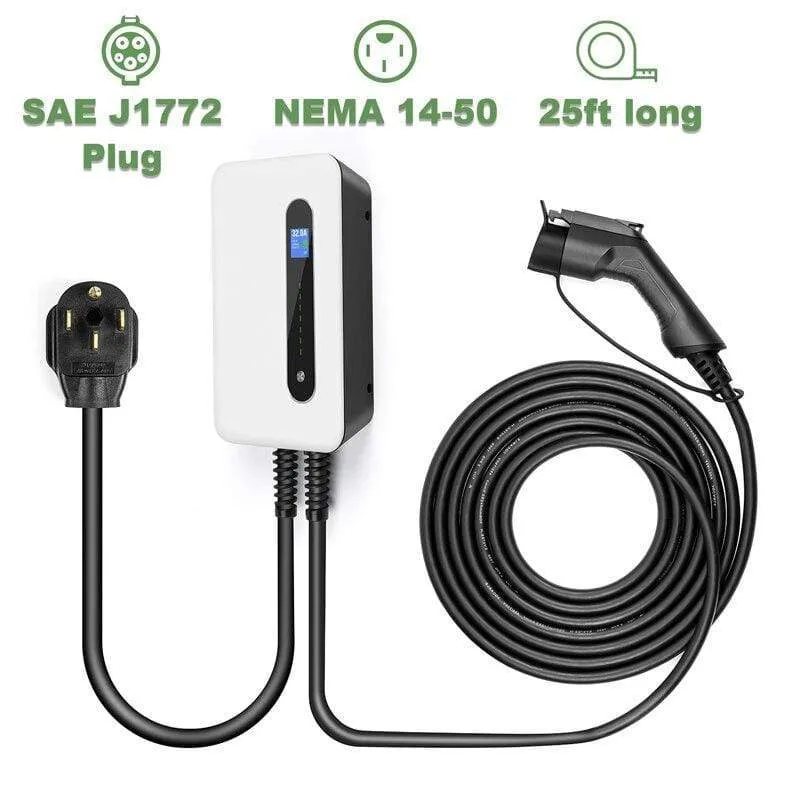 Typ 1 EV Autoladegerät Ladestation für Elektrofahrzeuge SAE J1772 32A 1 Phasenstecker 7.68KW EVSE Wallbox Level 2 für Tesla EV Autos